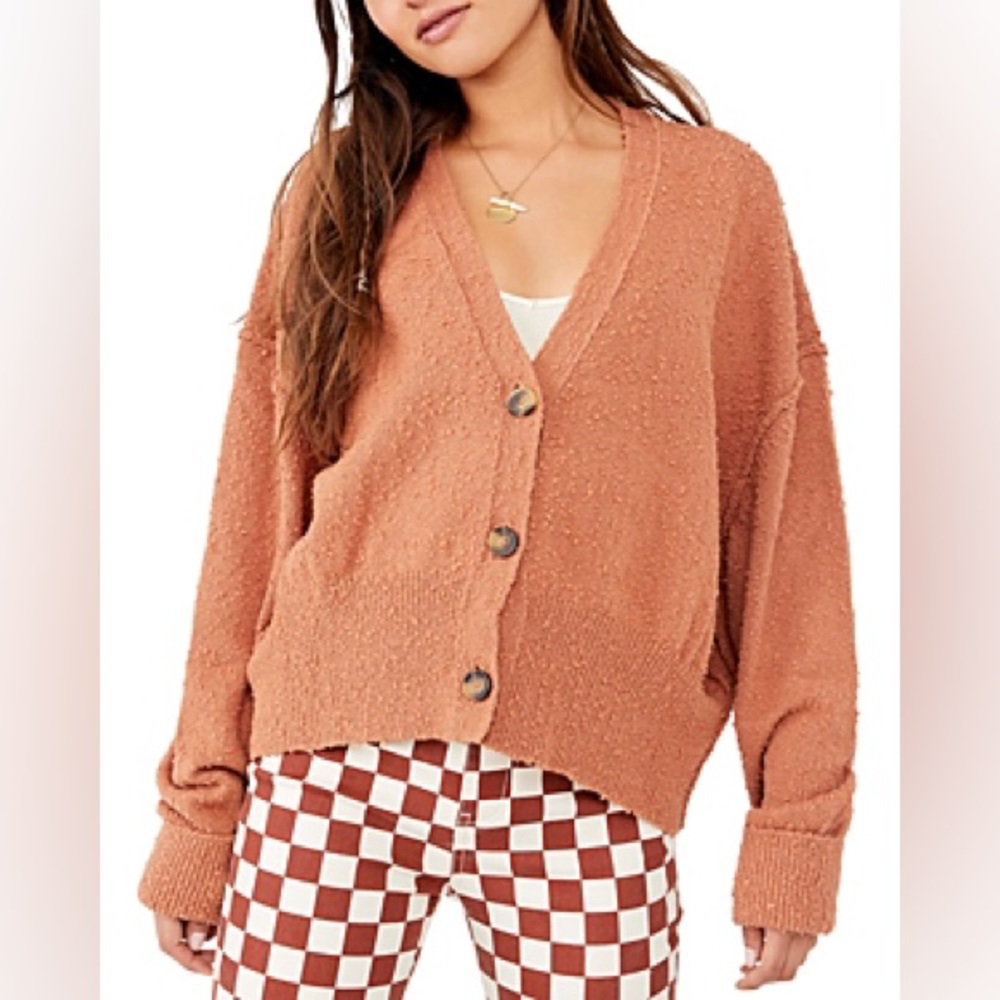 Free People Found My Friend Textured cardigan in Rust ,large